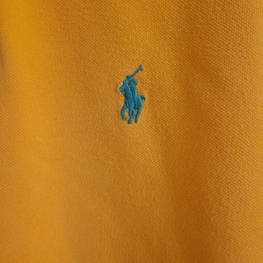 Polo Ralph Lauren Size Medium Polo Shirt Orange wth Green‎ Embroidered Logo